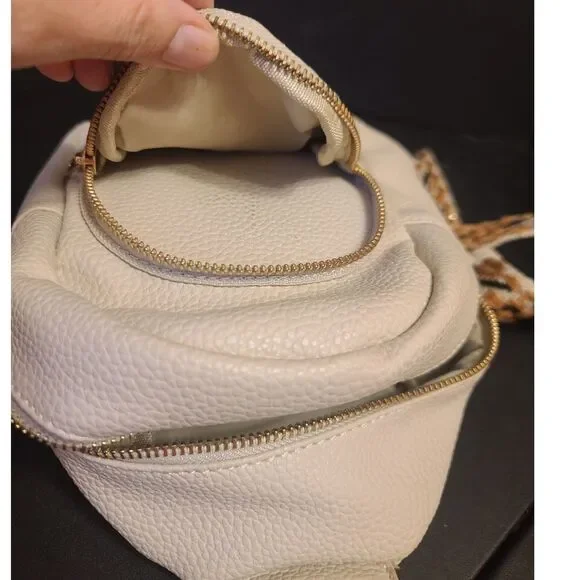 Colab Mini‎ Backpack Sling Bag White Embroidered Strap Vegan - Picture 3 of 9